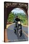 Great Smoky Mountains, North Carolina - Motorcycle and Tunnel-Lantern Press-Stretched Canvas