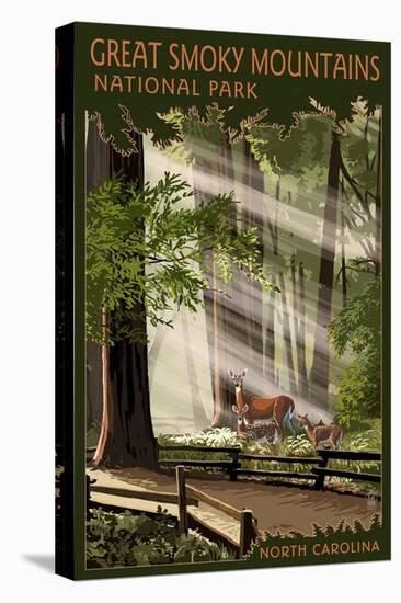 Great Smoky Mountains, North Carolina - Pathway in Trees-Lantern Press-Stretched Canvas