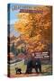 Great Smoky Mountains - Park Entrance and Bear Family-Lantern Press-Stretched Canvas