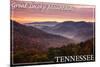 Great Smoky Mountains, Tennessee - Sunset-Lantern Press-Mounted Premium Giclee Print