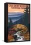 Great Smoky Mountains - Waterfall, c.2009-Lantern Press-Framed Stretched Canvas