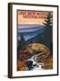 Great Smoky Mountains - Waterfall, c.2009-Lantern Press-Framed Art Print