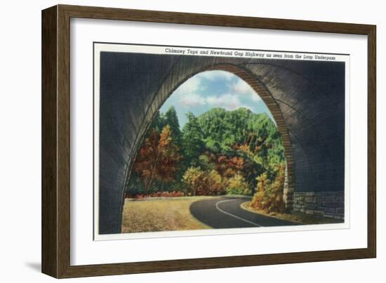Great Smoky Mts. Nat'l Park, Tn - Autumn Scene from the Newfound Gay Hwy Loop Underpass, c.1940-Lantern Press-Framed Art Print