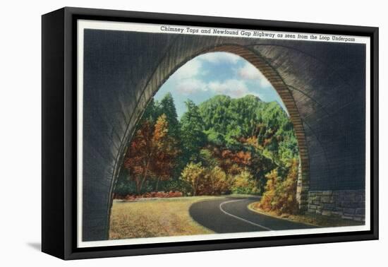 Great Smoky Mts. Nat'l Park, Tn - Autumn Scene from the Newfound Gay Hwy Loop Underpass, c.1940-Lantern Press-Framed Stretched Canvas