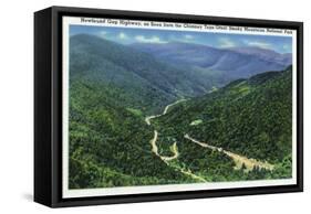Great Smoky Mts. Nat'l Park, Tn - Chimney Tops View of Newfound Gap Highway, c.1941-Lantern Press-Framed Stretched Canvas