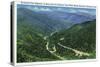 Great Smoky Mts. Nat'l Park, Tn - Chimney Tops View of Newfound Gap Highway, c.1941-Lantern Press-Stretched Canvas