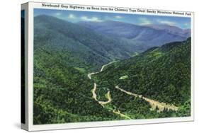 Great Smoky Mts. Nat'l Park, Tn - Chimney Tops View of Newfound Gap Highway, c.1941-Lantern Press-Stretched Canvas