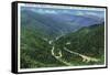 Great Smoky Mts. Nat'l Park, Tn - Chimney Tops View of Newfound Gap Highway, c.1941-Lantern Press-Framed Stretched Canvas