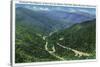 Great Smoky Mts. Nat'l Park, Tn - Chimney Tops View of Newfound Gap Highway, c.1941-Lantern Press-Stretched Canvas