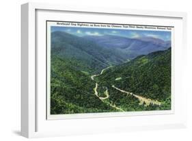 Great Smoky Mts. Nat'l Park, Tn - Chimney Tops View of Newfound Gap Highway, c.1941-Lantern Press-Framed Art Print