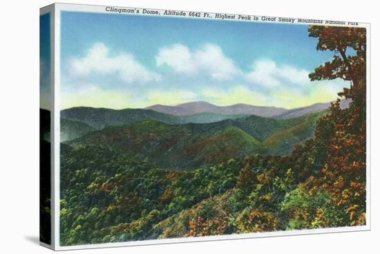 Great Smoky Mts. Nat'l Park, Tn - Clingman's Dome View, c.1940-Lantern Press-Stretched Canvas