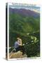 Great Smoky Mts. Nat'l Park, Tn - Hiker Looking at Mt. Le Conte, Newfound Gap Hwy Loop, c.1941-Lantern Press-Stretched Canvas