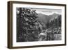 Great Smoky Mts. Nat'l Park, Tn - Newfound Gap Highway Scene (B/W), c.1940-Lantern Press-Framed Art Print