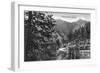 Great Smoky Mts. Nat'l Park, Tn - Newfound Gap Highway Scene (B/W), c.1940-Lantern Press-Framed Art Print