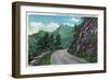 Great Smoky Mts. Nat'l Park, Tn - Newfound Gap Highway Showing Chimney Tops in Distance, c.1946-Lantern Press-Framed Art Print