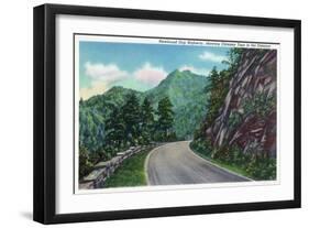 Great Smoky Mts. Nat'l Park, Tn - Newfound Gap Highway Showing Chimney Tops in Distance, c.1946-Lantern Press-Framed Art Print