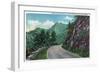 Great Smoky Mts. Nat'l Park, Tn - Newfound Gap Highway Showing Chimney Tops in Distance, c.1946-Lantern Press-Framed Art Print