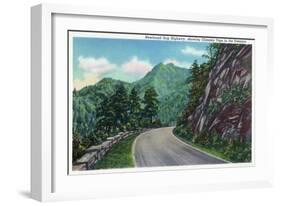 Great Smoky Mts. Nat'l Park, Tn - Newfound Gap Highway Showing Chimney Tops in Distance, c.1946-Lantern Press-Framed Art Print