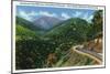 Great Smoky Mts. Nat'l Park, Tn - Newfound Gap Highway View of Bullhead Mountain, c.1941-Lantern Press-Mounted Art Print