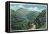 Great Smoky Mts. Nat'l Park, Tn - Newfound Gap Highway View of Bullhead on Mt. Le Conte, c.1946-Lantern Press-Framed Stretched Canvas