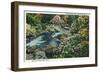 Great Smoky Mts. Nat'l Park, Tn - Overhead View of Little Pigeon River Rustic Bridge, c.1940-Lantern Press-Framed Art Print