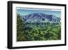 Great Smoky Mts. Nat'l Park, Tn - Panoramic View of Mt. Le Conte, c.1946-Lantern Press-Framed Art Print