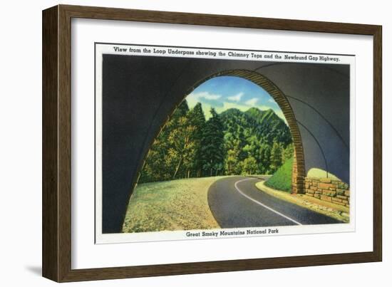 Great Smoky Mts. Nat'l Park, Tn - View from the Loop Underpass of the Chimney Tops, c.1941-Lantern Press-Framed Art Print