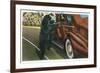 Great Smoky Mts. Nat'l Park, Tn - View of a Car Being Stopped by Native Black Bears, c.1940-Lantern Press-Framed Premium Giclee Print