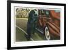 Great Smoky Mts. Nat'l Park, Tn - View of a Car Being Stopped by Native Black Bears, c.1940-Lantern Press-Framed Premium Giclee Print