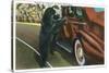 Great Smoky Mts. Nat'l Park, Tn - View of a Car Being Stopped by Native Black Bears, c.1940-Lantern Press-Stretched Canvas