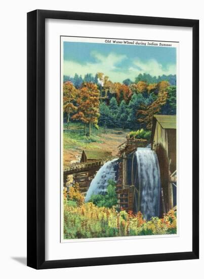 Great Smoky Mts. Nat'l Park, Tn - View of an Old Water-Wheel During Indian Summer, c.1940-Lantern Press-Framed Art Print