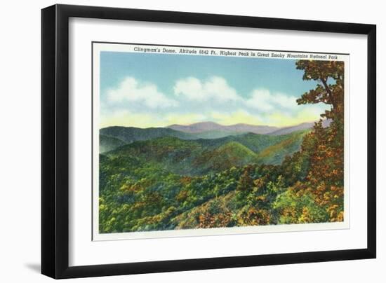 Great Smoky Mts. Nat'l Park, Tn - View of Clingman's Dome in the Autumn, c.1940-Lantern Press-Framed Art Print