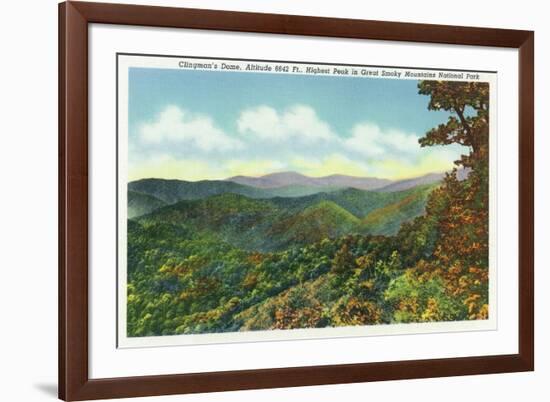 Great Smoky Mts. Nat'l Park, Tn - View of Clingman's Dome in the Autumn, c.1940-Lantern Press-Framed Premium Giclee Print