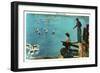 Great Smoky Mts. Nat'l Park, Tn - View of Ladies Feeding Geese, c.1937-Lantern Press-Framed Art Print