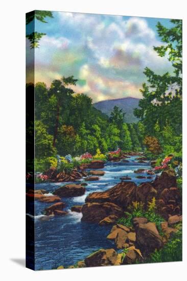 Great Smoky Mts. Nat'l Park, Tn - View of Little River Near Gatlinburg, c.1946-Lantern Press-Stretched Canvas