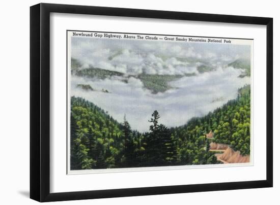 Great Smoky Mts. Nat'l Park, Tn - View of Newfound Gap Highway Above the Clouds, c.1938-Lantern Press-Framed Art Print