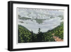 Great Smoky Mts. Nat'l Park, Tn - View of Newfound Gap Highway Above the Clouds, c.1938-Lantern Press-Framed Art Print