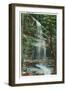 Great Smoky Mts. Nat'l Park, Tn - View of Rainbow Falls, c.1940-Lantern Press-Framed Art Print