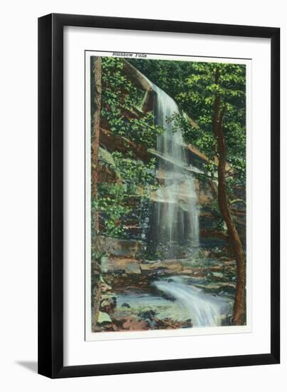 Great Smoky Mts. Nat'l Park, Tn - View of Rainbow Falls, c.1940-Lantern Press-Framed Art Print