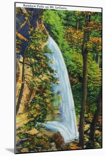 Great Smoky Mts. Nat'l Park, Tn - View of Rainbow Falls on Mt. Le Conte, c.1946-Lantern Press-Mounted Art Print