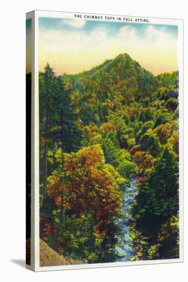 Great Smoky Mts. Nat'l Park, Tn - View of the Chimney Tops in the Autumn, c.1946-Lantern Press-Stretched Canvas