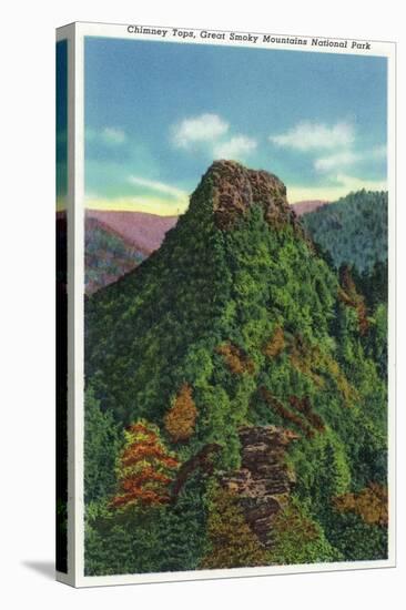 Great Smoky Mts Nat'l Park, TN - View of the Chimney Tops-Lantern Press-Stretched Canvas