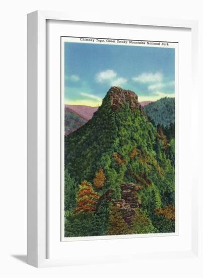 Great Smoky Mts Nat'l Park, TN - View of the Chimney Tops-Lantern Press-Framed Art Print