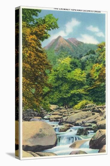 Great Smoky Mts. Nat'l Park, Tn - View of the Le Conte Creek and the Chimney Tops, c.1946-Lantern Press-Stretched Canvas