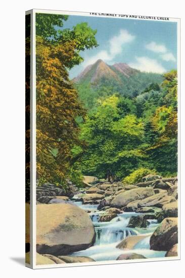 Great Smoky Mts. Nat'l Park, Tn - View of the Le Conte Creek and the Chimney Tops, c.1946-Lantern Press-Stretched Canvas