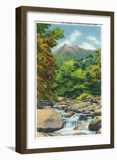 Great Smoky Mts. Nat'l Park, Tn - View of the Le Conte Creek and the Chimney Tops, c.1946-Lantern Press-Framed Art Print