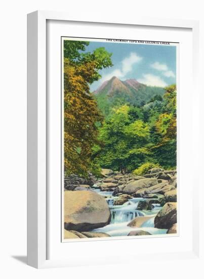 Great Smoky Mts. Nat'l Park, Tn - View of the Le Conte Creek and the Chimney Tops, c.1946-Lantern Press-Framed Art Print