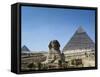 Great Sphinx and Pyramid of Khephren and Menkaure (to left) 4th dynasty, Giza, Egypt-null-Framed Stretched Canvas