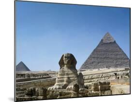 Great Sphinx and Pyramid of Khephren and Menkaure (to left) 4th dynasty, Giza, Egypt-null-Mounted Photographic Print