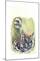 Great Spotted Woodpecker Dendrocopos Major While Carrying Food to Young in Nest-null-Mounted Giclee Print